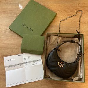 Gucci GG Marmount Half-Moon Shaped Mini Bag